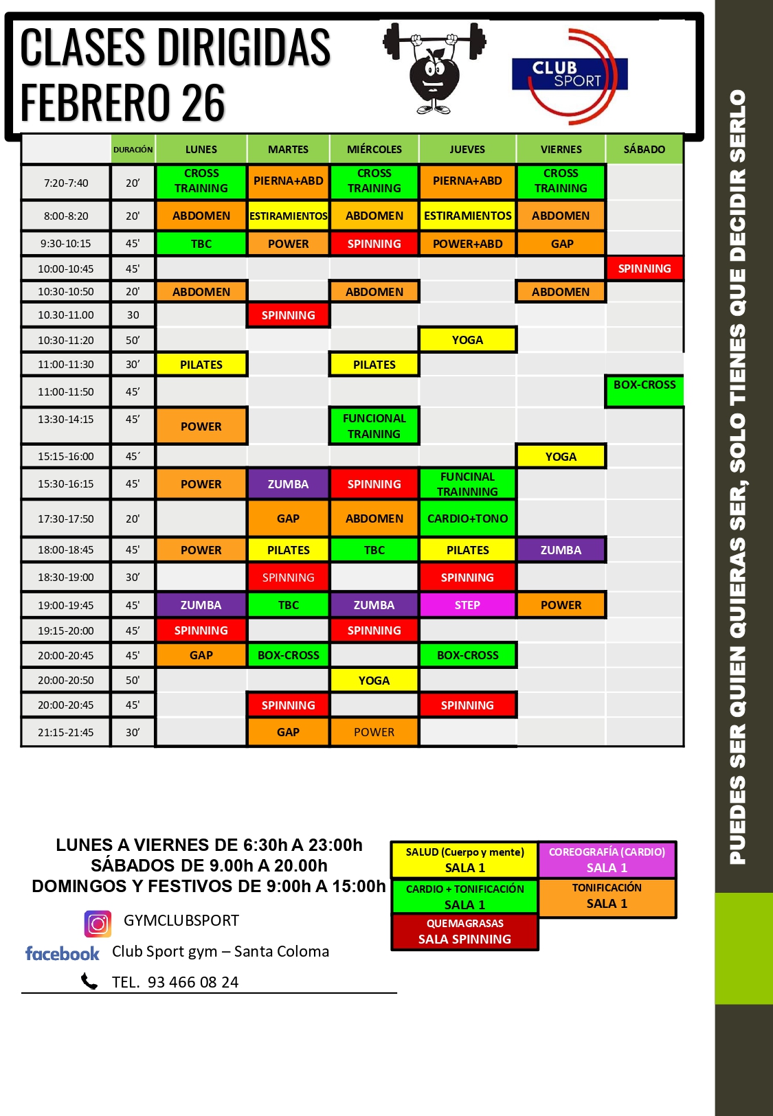 Horario Gimnasio Low Cost Club Sport Santa Coloma